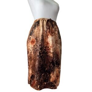 Vintage Y2K Wild Cat Brown & Tan Faux Tie Waist Stretchy Knee Length Skirt